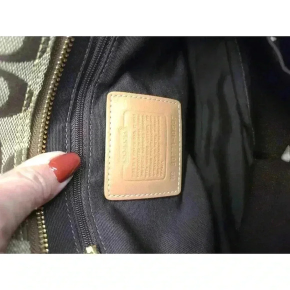 COACH Signature Satchel Shoulder Bag in tan vachetta leather/ canvas - Picture 5 of 13